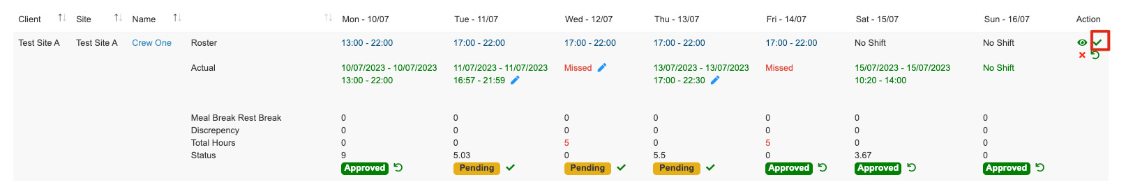 Approve Weekly Timesheet